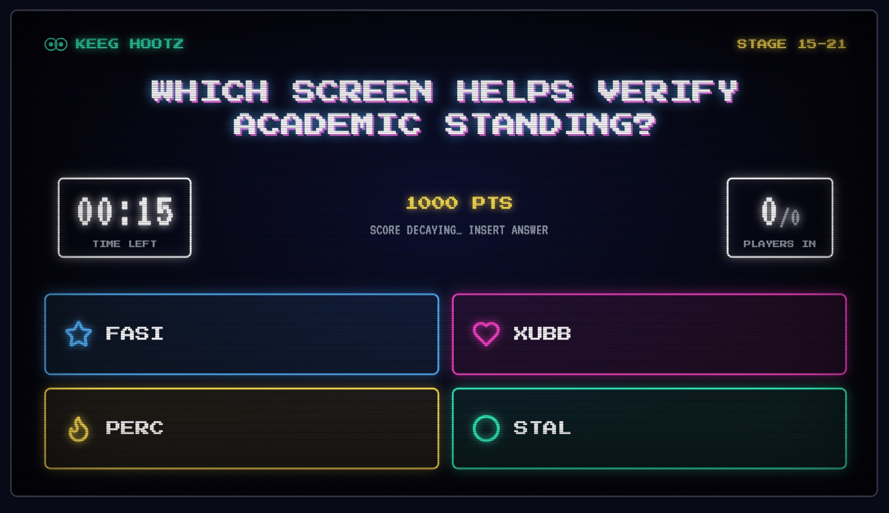 a live question round on KeegHootz.com